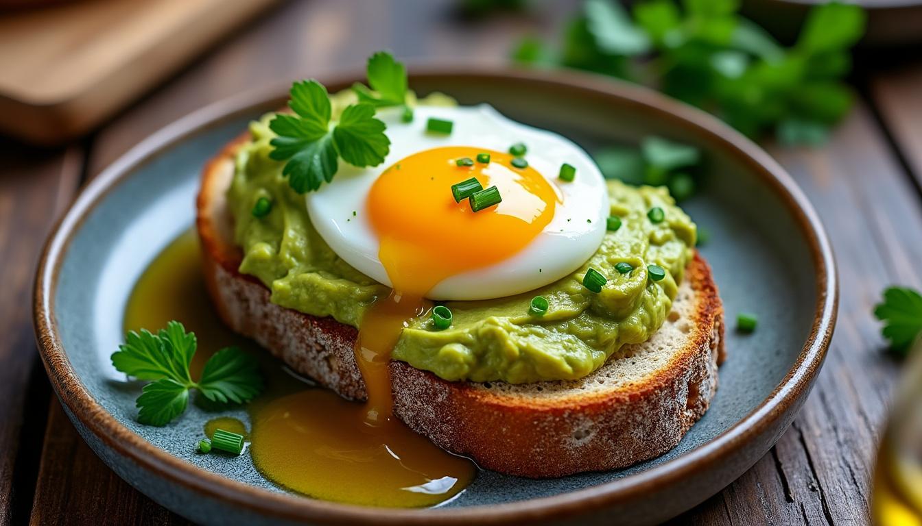 découvrez une idée simple et rapide de toast avocat-œuf, parfait pour un petit-déjeuner sain et savoureux.