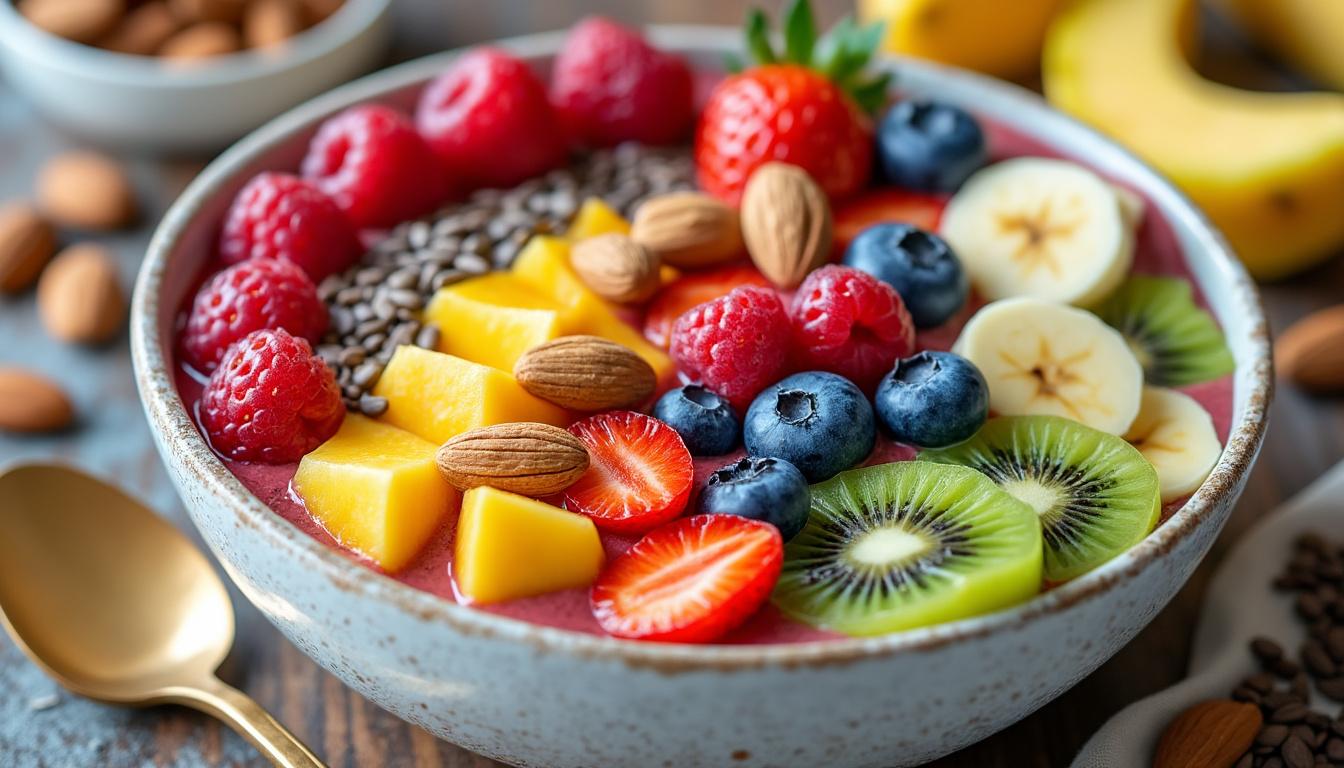 découvrez une recette colorée de smoothie bowl maison, facile et rapide à préparer, pour un petit-déjeuner sain et gourmand.