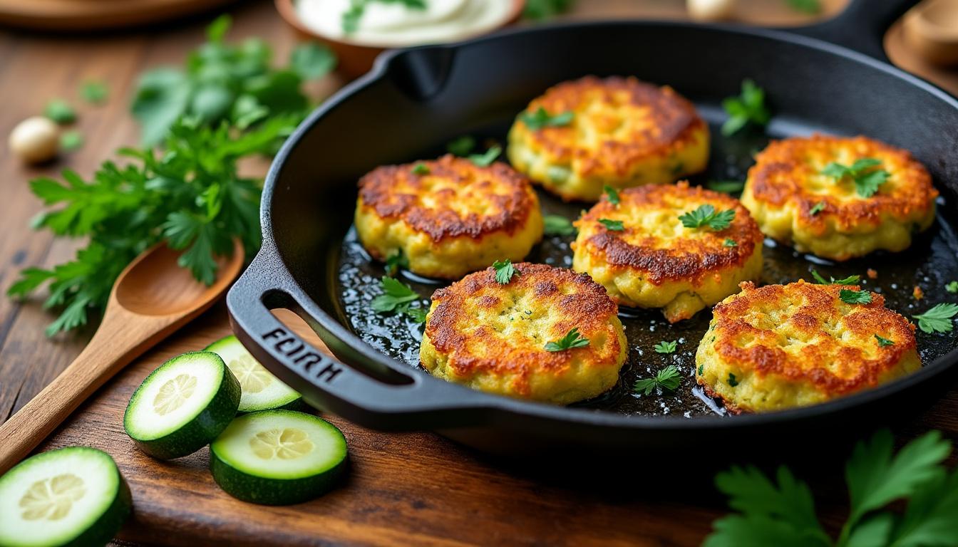 découvrez notre recette rapide de beignets de courgette à la poêle, parfaite pour un apéritif gourmand et convivial.