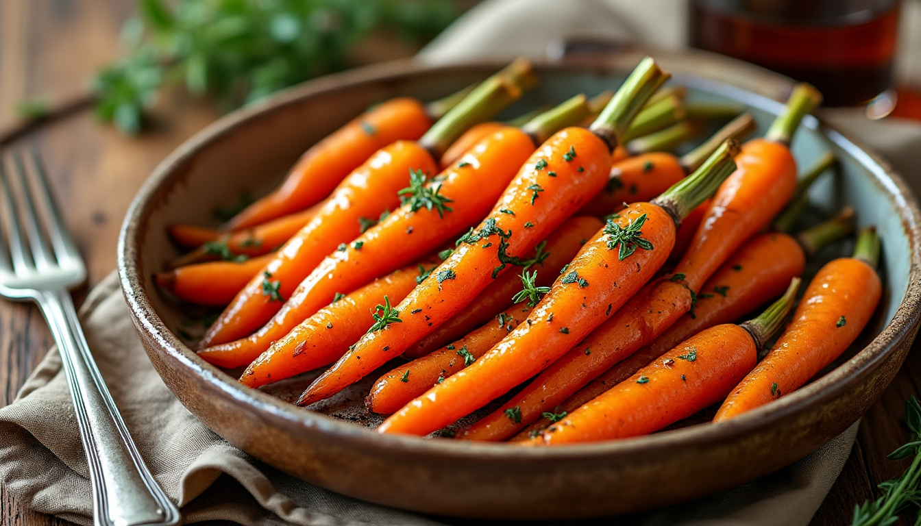 découvrez notre recette simple de carottes au four pour des légumes fondants et savoureux, parfaits en accompagnement gourmand et sain.