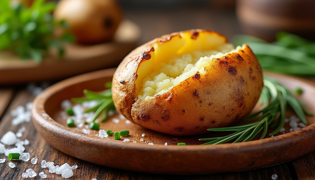 découvrez la recette facile de la pomme de terre au four pour une peau croustillante et un cœur fondant. astuces simples pour un plat savoureux et réconfortant.