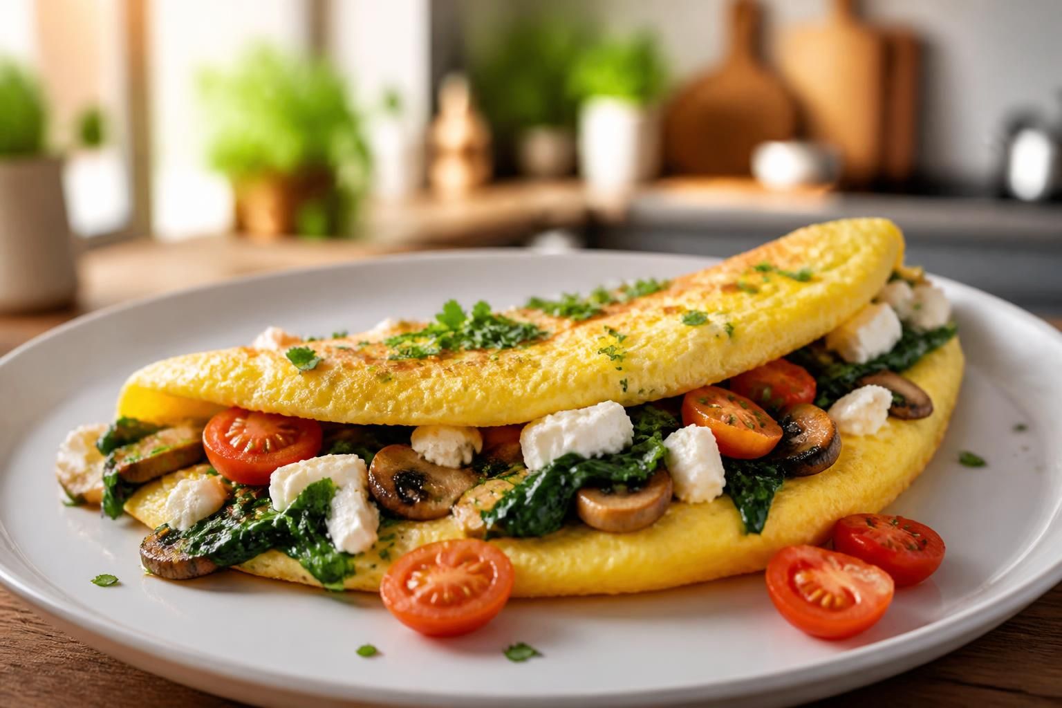 découvrez nos recettes d'omelette aux épinards savoureuses, agrémentées de feta, chèvre, champignons et tomates pour un repas sain et gourmand.