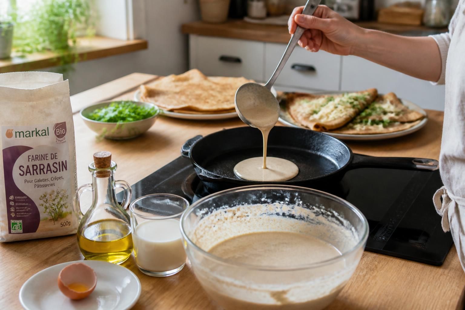 découvrez une recette facile de pâte à crêpe salée au sarrasin, rapide à préparer sans temps de repos, idéale pour des repas savoureux et express.